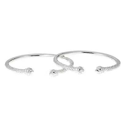 Solid .925 Sterling Silver West Indian Bangles with Fancy Pointed Ends (PAIR) - Betterjewelry