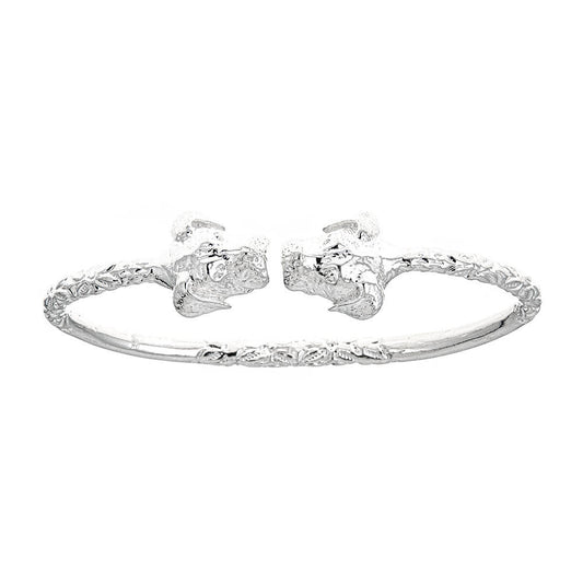 Solid .925 Sterling Silver West Indian Bangle with Puppy Ends - Betterjewelry
