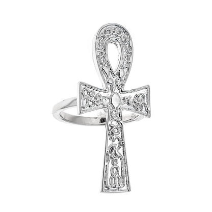 Etched Ankh Ring .925 Solid Sterling Silver Ring (7.5 grams) - Betterjewelry