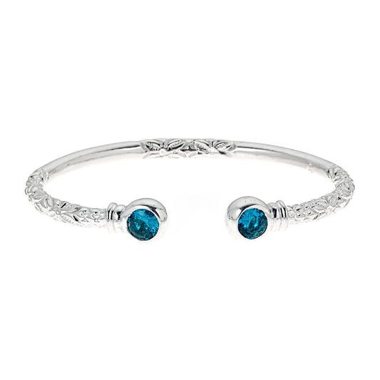 Personalized Birthstone Solid .925 Sterling Thick West Indian Bangles - Betterjewelry