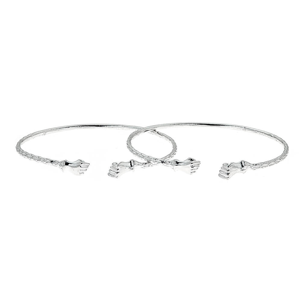 Solid .925 Sterling Silver Small Fist Bangles; 15 grams (Made in USA) - Betterjewelry