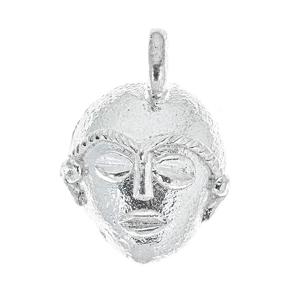 Round African Mask .925 Sterling Silver Pendant (MADE IN USA) - Betterjewelry