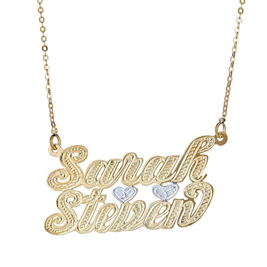 Personalized .925 Sterling Silver Lover's Nameplate Plated in 14K Gold w. Chain - Betterjewelry