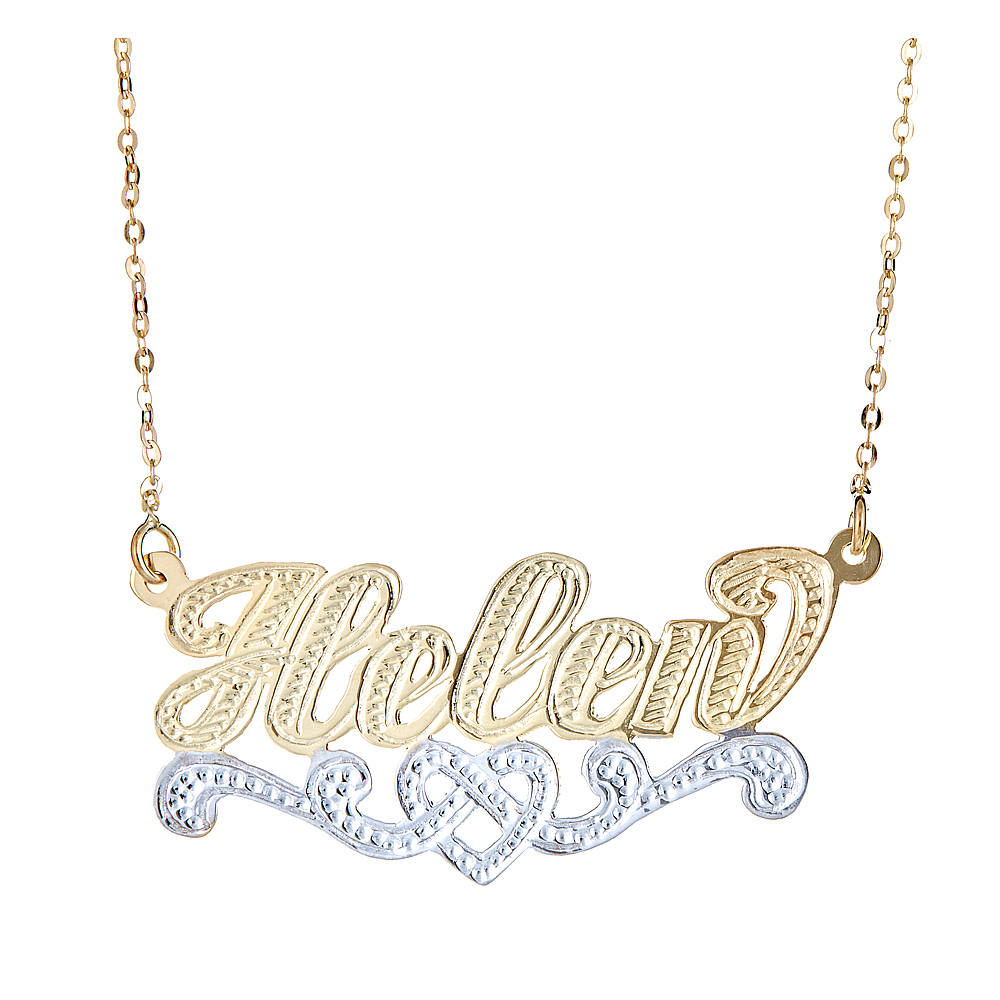 Personalized 14KGold Plated .925 Sterling Silver Heart Twist Nameplate w. Chain - Betterjewelry