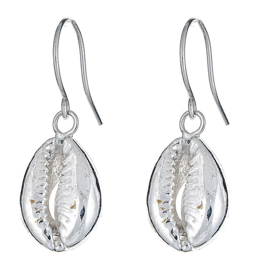 NEW! Solid .925 Sterling Silver Cowrie Shell Earrings (Made in USA) - Betterjewelry