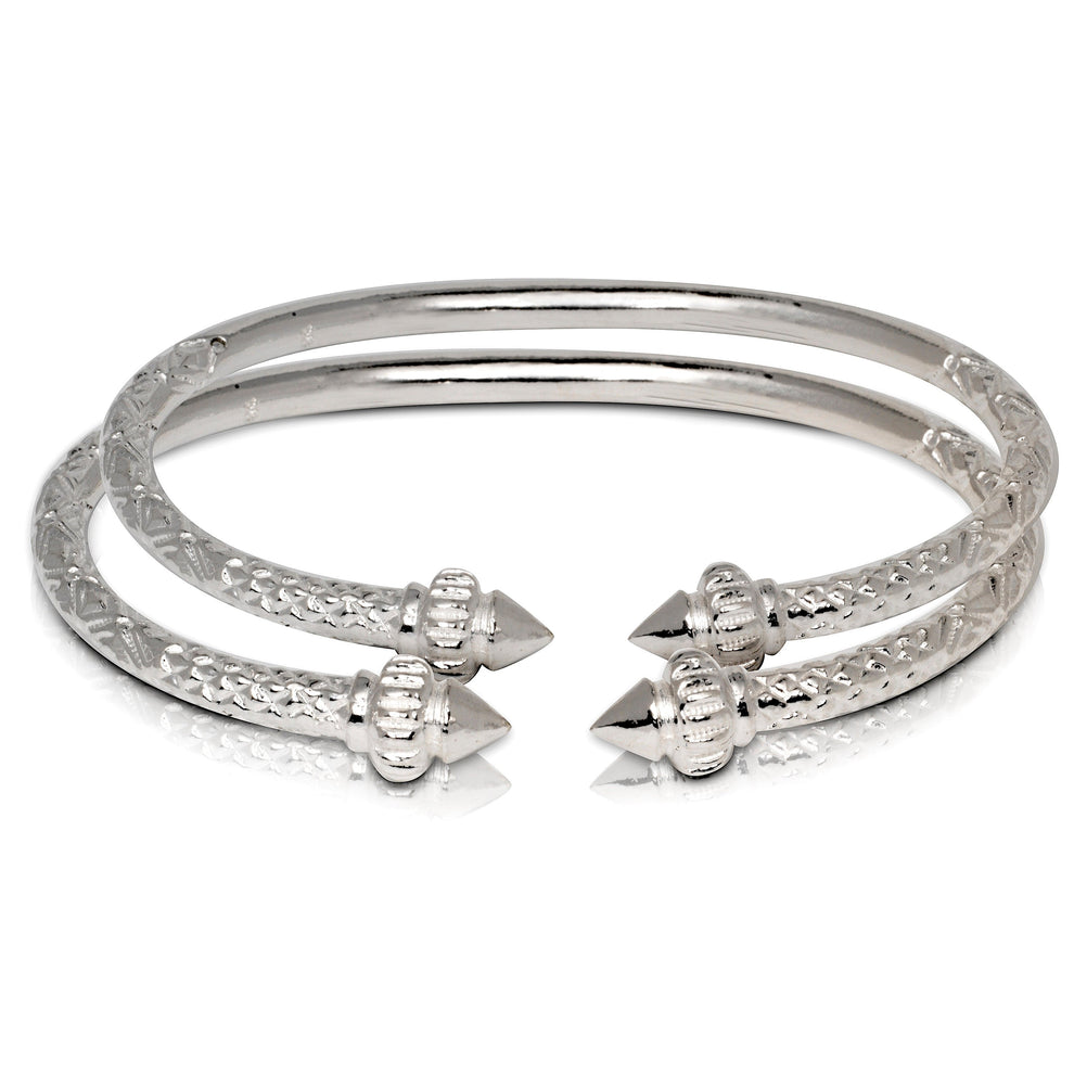 Better Jewelry Solid .925 Sterling Silver Taj Mahal Bangles (Pair) (Ma ...