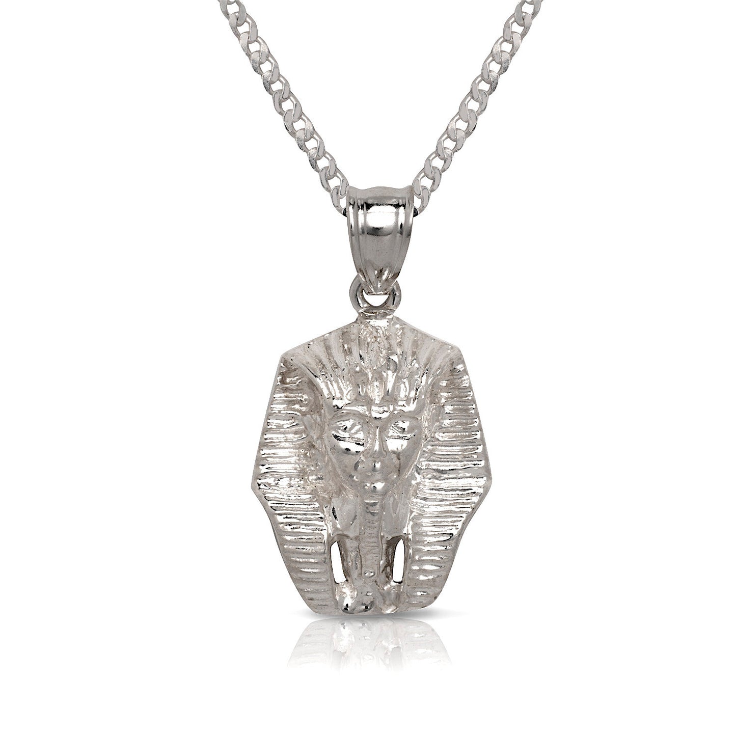 NEW! .925 Sterling Silver Pharaoh Pendant w. Cuban Chain Set - Betterjewelry