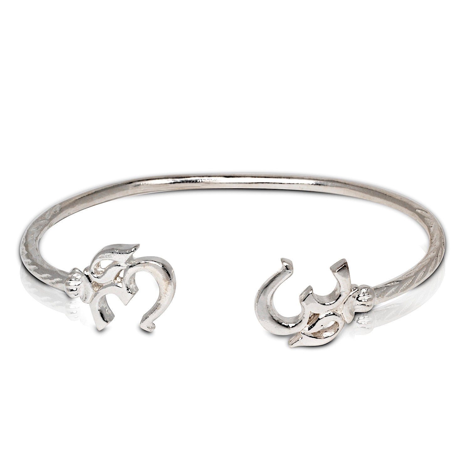 Solid .925 Sterling Silver Om Symbol Bangle (Made in USA) - Betterjewelry