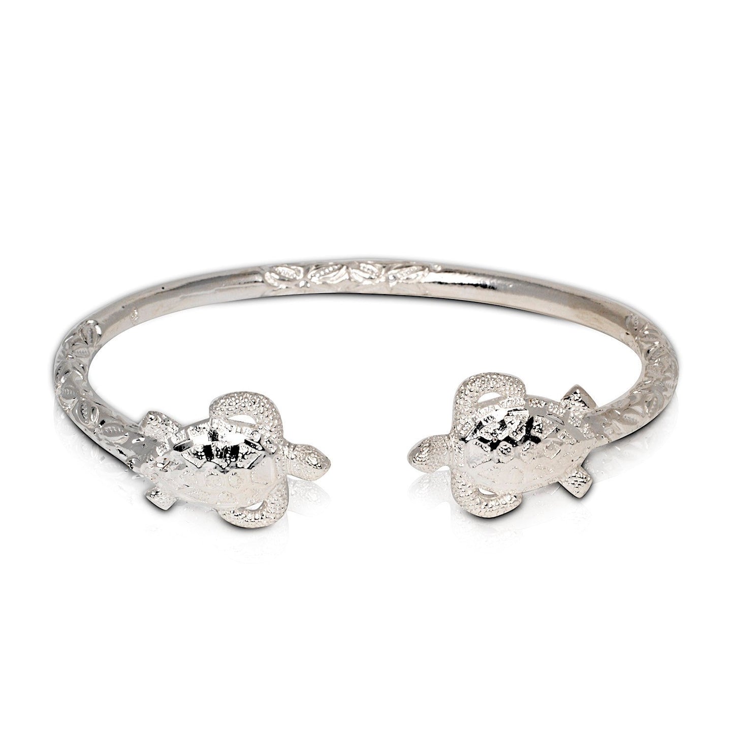 Solid .925 Sterling Silver Sea Turtle Bangle (Made in USA) - Betterjewelry