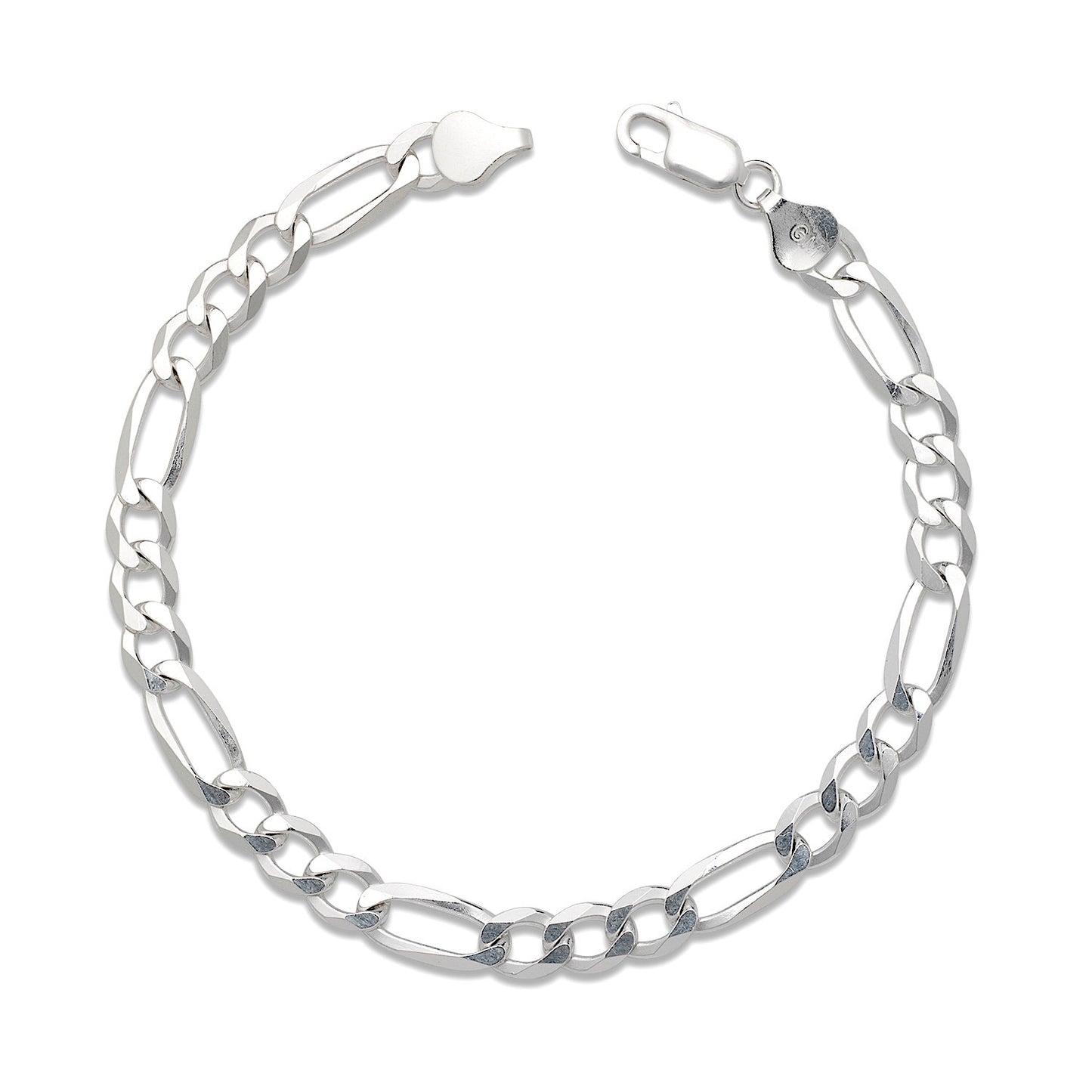 Better Jewelry Solid 7mm .925 Sterling Silver Figaro Chain Bracelet