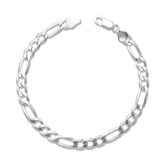 Better Jewelry Solid 8mm .925 Sterling Silver Figaro Chain Bracelet