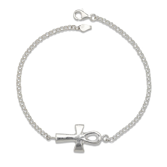 Better Jewelry Smooth Ankh .925 Sterling Silver Anklet