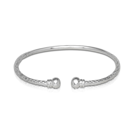 Better Jewelry Double Halo .925 Sterling Silver West Indian Bangle (1 piece)