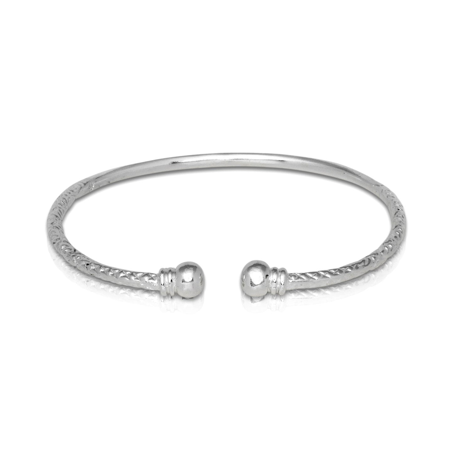 Better Jewelry Double Halo .925 Sterling Silver West Indian Bangle (1 ...