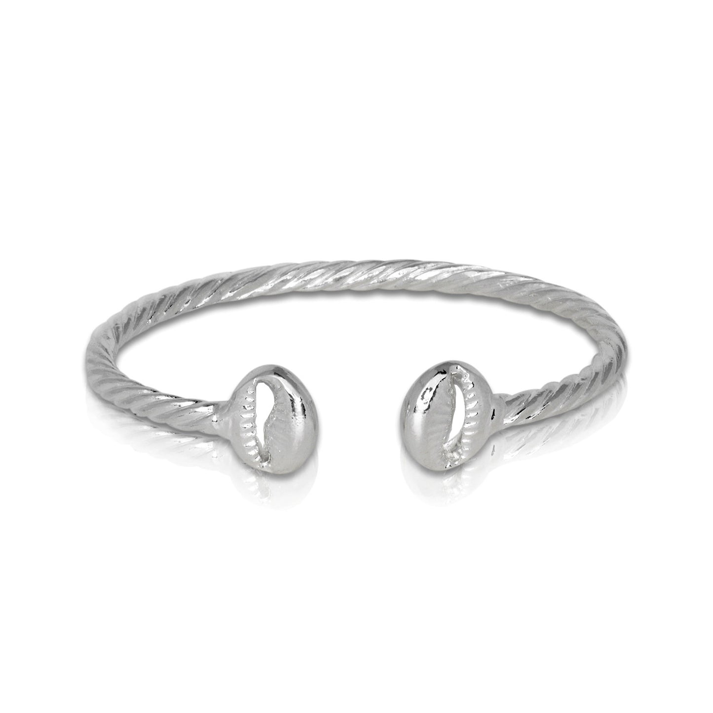 Better Jewelry Solid .925 Sterling Silver Cowrie Shell Coiled Rope Bangle (Made in USA), 1 piece
