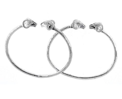 Ram .925 Sterling Silver West Indian Bangles (Pair) - Betterjewelry