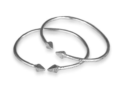 Pyramid .925 Sterling Silver West Indian Baby Bangles (Pair) - Betterjewelry