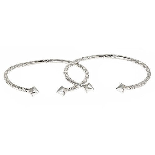 Twisted Cone .925 Sterling Silver West Indian Bangles, 1 pair