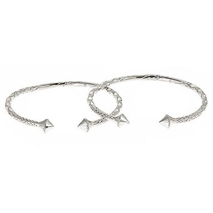 Pyramid Ends .925 Sterling Silver West Indian Bangles (PAIR) (45 grams) - Betterjewelry