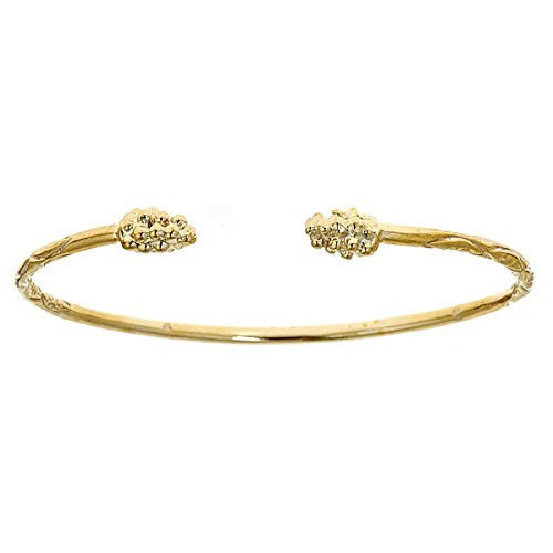 14K Yellow Gold West Indian Bangle w. Grape Cluster Ends (16 GRAMS) - Betterjewelry