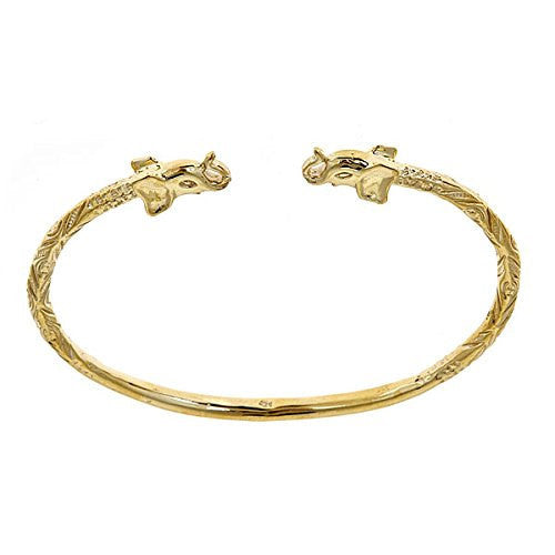 14K Yellow Gold West Indian Bangle w. Elephant Ends (25 GRAMS) - Betterjewelry