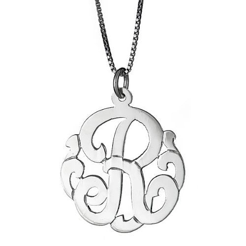 Small .925 Sterling Silver Custom One Letter Monogram Pendant Necklace - Betterjewelry