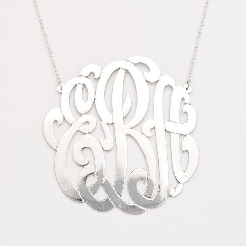 925 Sterling Silver Custom Three Letter Initial Monogram Pendant (Made in USA) - Betterjewelry