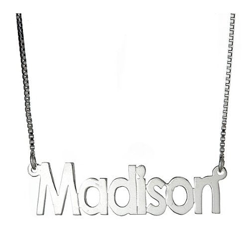 Classic Block Letters .925 Sterling Silver Name Plate Necklace - Betterjewelry
