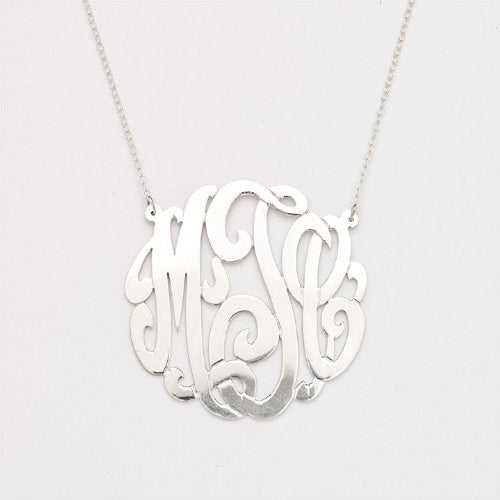 925 Sterling Silver Custom Three Letter Initial Monogram Pendant - Betterjewelry