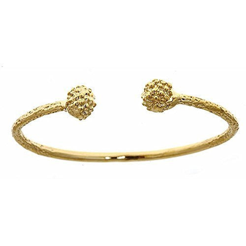 10K Yellow Gold BABY West Indian Bangle w. Textured Ball Ends - Betterjewelry
