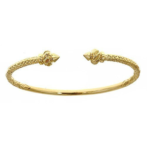 10K Yellow Gold West Indian Bangle w. Torch Ends (23 grams) - Betterjewelry
