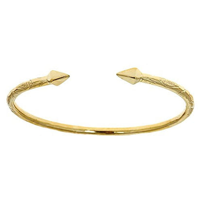 10K Yellow Gold West Indian Bangle w. Pyramid Ends - Betterjewelry