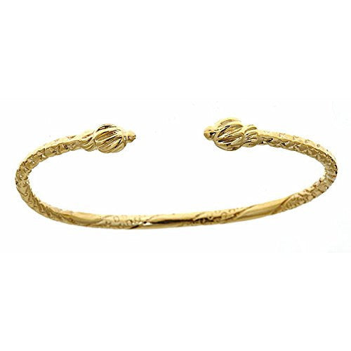 10K Yellow Gold BABY West Indian Bangle w. Coiled Ends - Betterjewelry