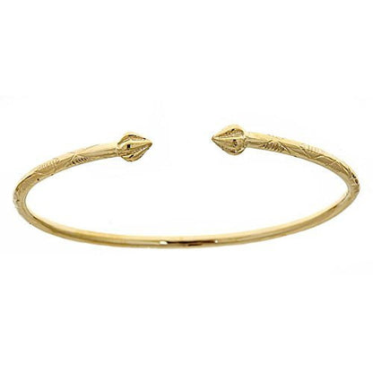 10K Yellow Gold West Indian Bangle w. Bulb Ends - Betterjewelry
