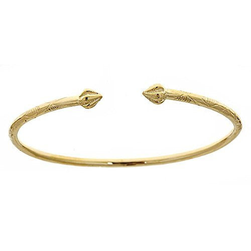 10K Yellow Gold West Indian Bangle w. Bulb Ends - Betterjewelry