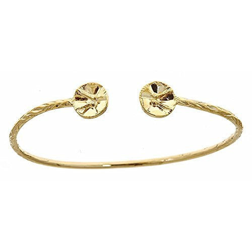 10K Yellow Gold West Indian Bangle w. Drum Ends - Betterjewelry