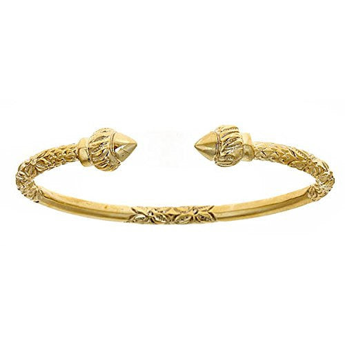 10K Yellow Gold West Indian Bangle w. Ridged Arrow Ends - Betterjewelry