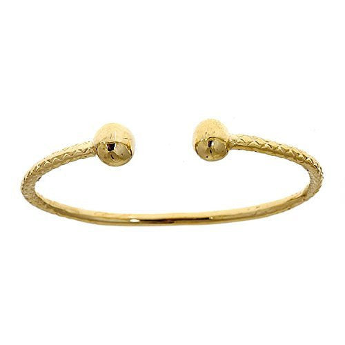 14K Yellow Gold BABY West Indian Bangle w. Ball Ends (Made in USA) - Betterjewelry