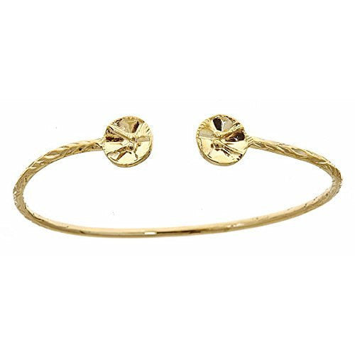 14K Yellow Gold West Indian Bangle w. Drum Ends - Betterjewelry