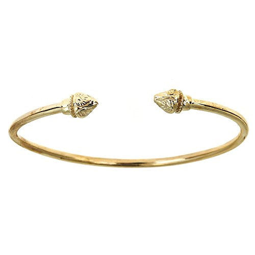 10K Yellow Gold West Indian Bangle w. Fancy Pointy Ends (Made in USA) - Betterjewelry
