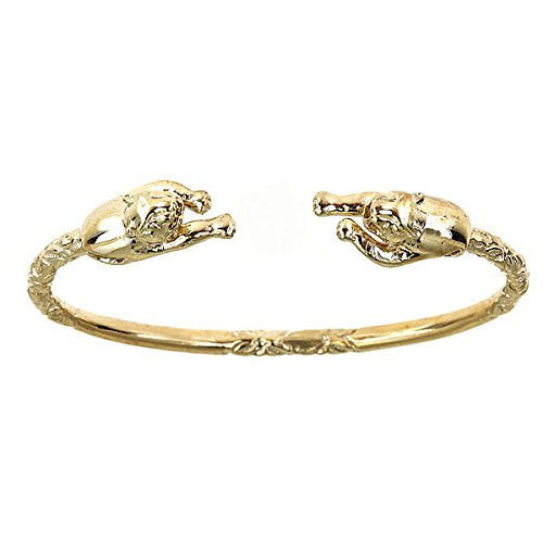 10K Yellow Gold West Indian Bangle w. Panther Ends - Betterjewelry