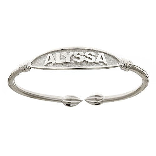 NAME PLATE Adult Bangle .925 Sterling Silver (26 grams) - Betterjewelry