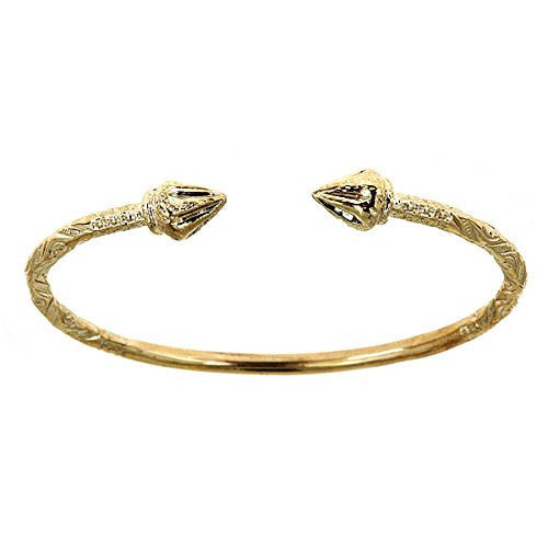 10K Yellow Gold West Indian Bangle w. Arrow Ends (Made in USA) - Betterjewelry