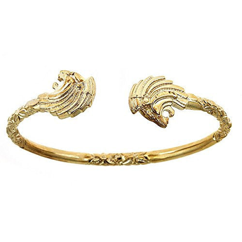 10K Yellow Gold West Indian Bangle w. Lion Ends - Betterjewelry