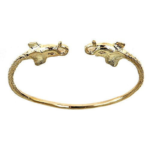 10K Yellow Gold West Indian BABY Bangle w. Elephant Ends - Betterjewelry