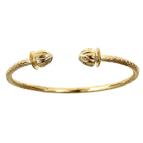10K Yellow Gold BABY West Indian Bangle w. Acorn Ends - Betterjewelry