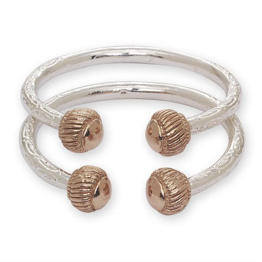 Heave Ridged Ball .925 Sterling Silver West Indian Bangles - Betterjewelry