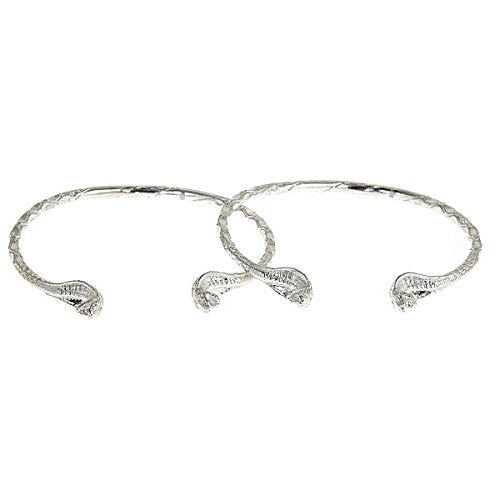 Snake Heads .925 Sterling Silver West Indian Bangles (Pair) - Betterjewelry