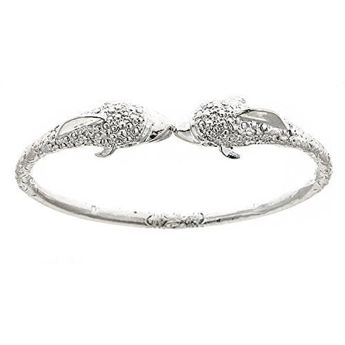Dolphin .925 Sterling Silver West Indian Bangle (34g, 4mm) - Betterjewelry