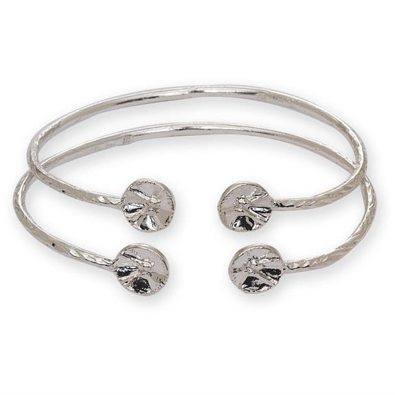Drum Ends .925 Sterling Silver West Indian Bangles (2mm, 22g) - Betterjewelry